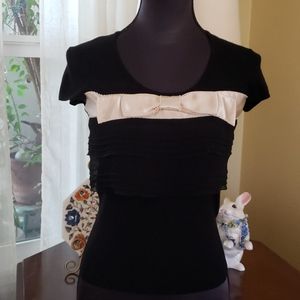 To Be Chic Black Knit Bow Sweater Top